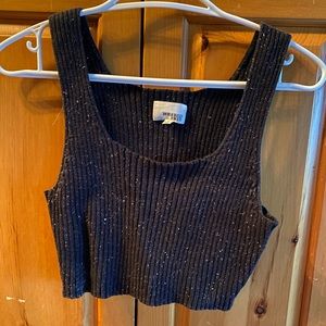 Grey knitted crop top, square neck